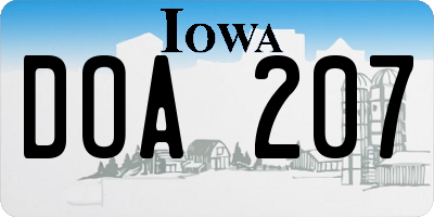 IA license plate DOA207