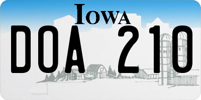 IA license plate DOA210