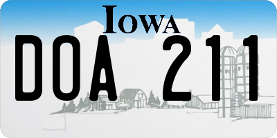 IA license plate DOA211