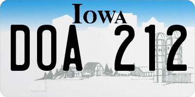 IA license plate DOA212