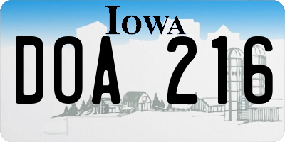 IA license plate DOA216