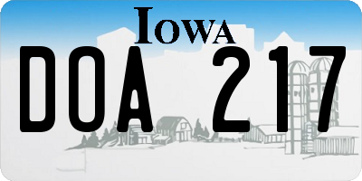 IA license plate DOA217