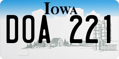 IA license plate DOA221