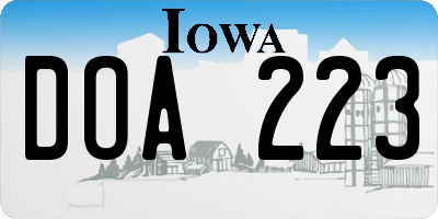 IA license plate DOA223