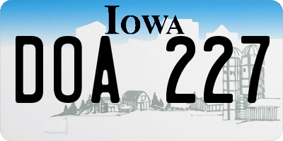 IA license plate DOA227