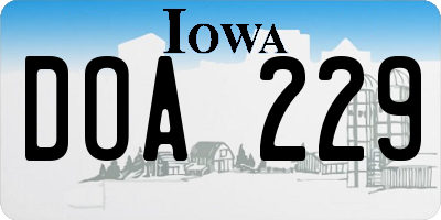 IA license plate DOA229