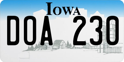 IA license plate DOA230