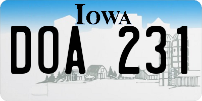 IA license plate DOA231