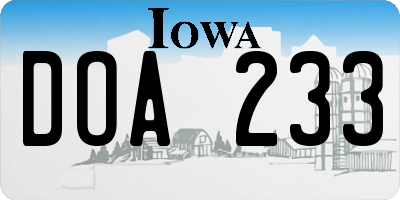 IA license plate DOA233