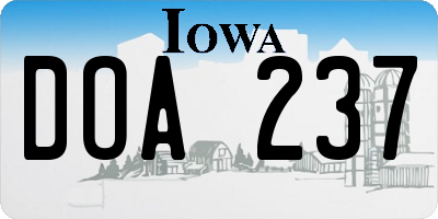 IA license plate DOA237