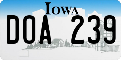 IA license plate DOA239