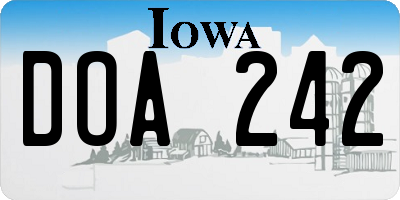 IA license plate DOA242