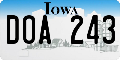 IA license plate DOA243