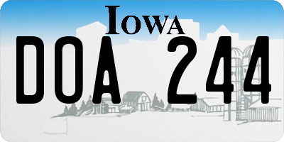 IA license plate DOA244