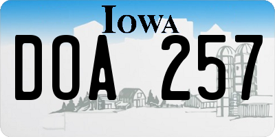 IA license plate DOA257