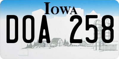 IA license plate DOA258