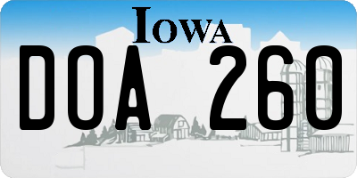 IA license plate DOA260