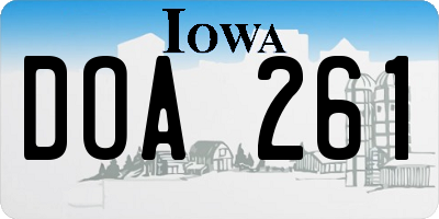 IA license plate DOA261