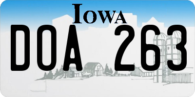 IA license plate DOA263
