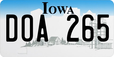 IA license plate DOA265
