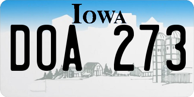 IA license plate DOA273