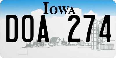 IA license plate DOA274