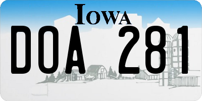 IA license plate DOA281