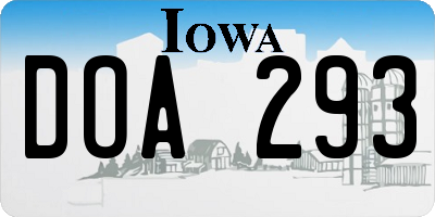 IA license plate DOA293