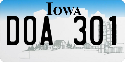 IA license plate DOA301