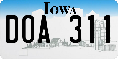 IA license plate DOA311