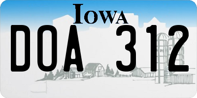 IA license plate DOA312