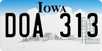 IA license plate DOA313