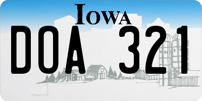IA license plate DOA321