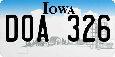 IA license plate DOA326