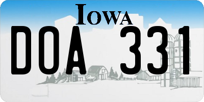 IA license plate DOA331