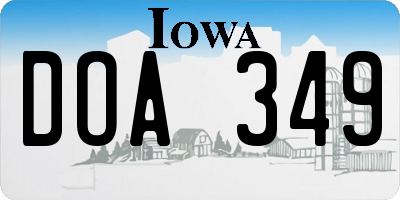 IA license plate DOA349