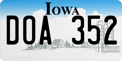 IA license plate DOA352