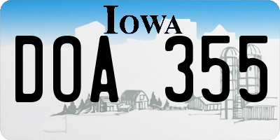 IA license plate DOA355