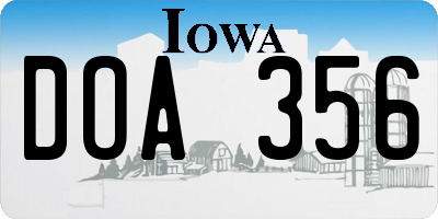 IA license plate DOA356