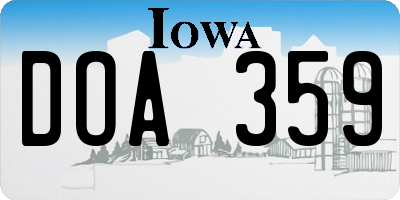IA license plate DOA359