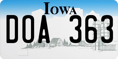 IA license plate DOA363