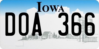IA license plate DOA366