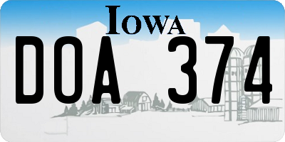 IA license plate DOA374