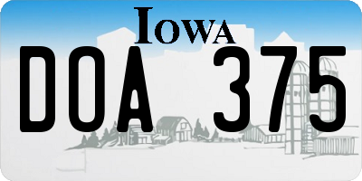 IA license plate DOA375