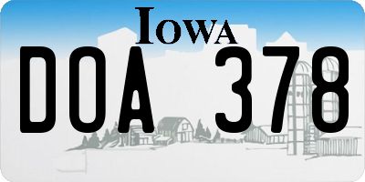 IA license plate DOA378