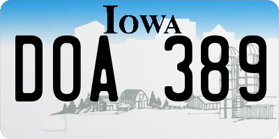 IA license plate DOA389