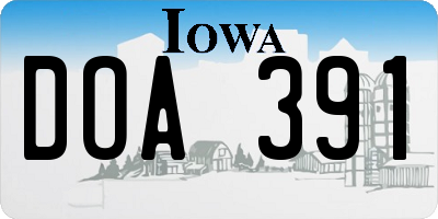 IA license plate DOA391