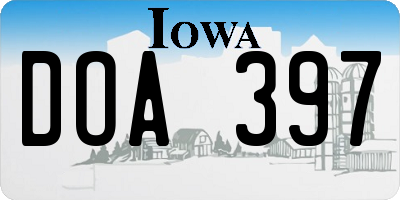 IA license plate DOA397