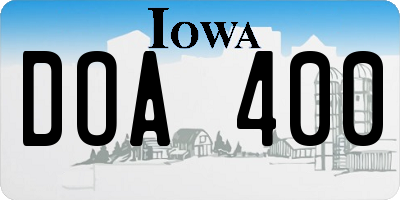 IA license plate DOA400
