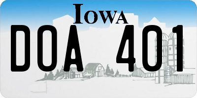 IA license plate DOA401
